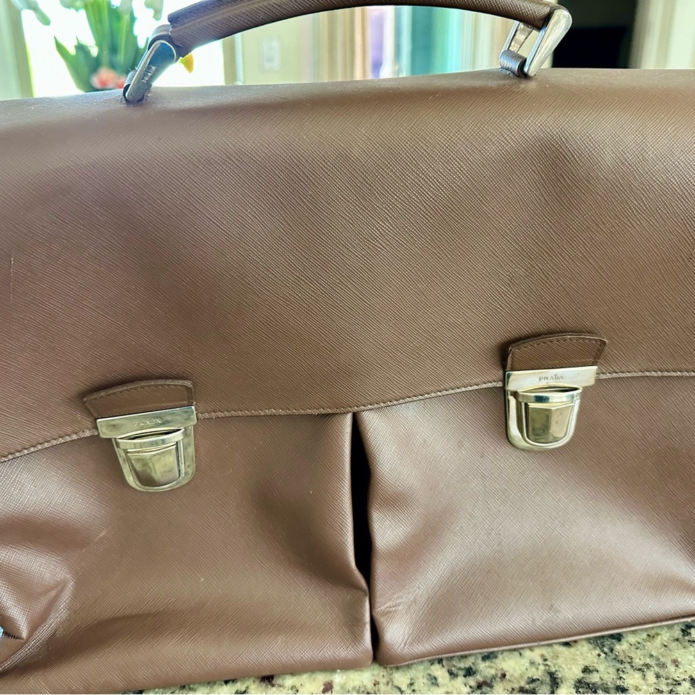Prada Brown Leather Men's Bag